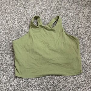 Athleta Olive Green High Neck Racerback Crop Tank Top Shelf Bra Plus Size 2X